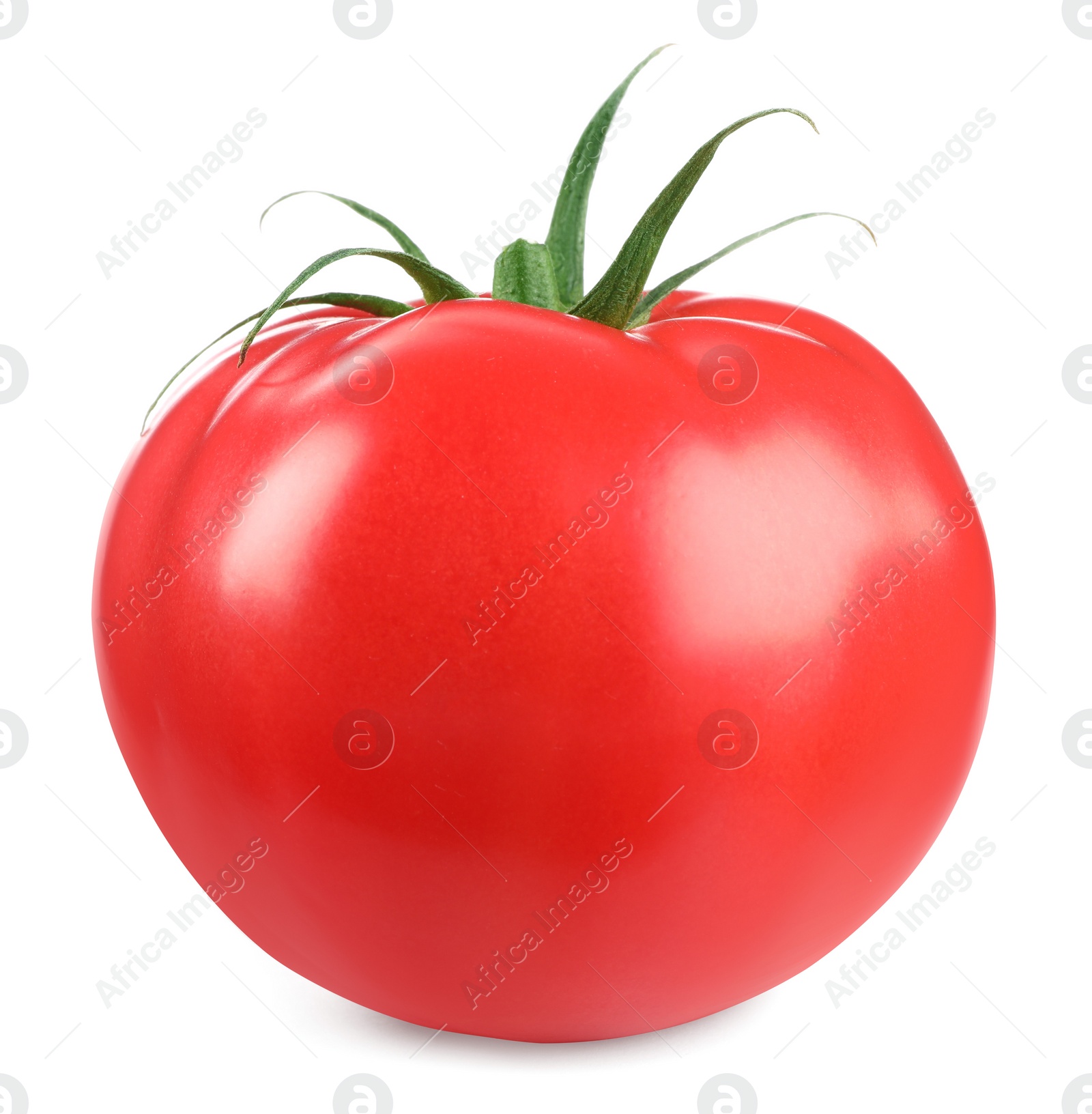 Photo of One red ripe tomato isolated on white