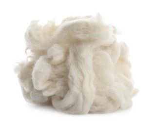 Photo of Heap of clean wool isolated on white