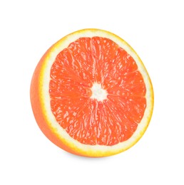 Photo of Citrus fruit. Half of fresh red orange isolated on white