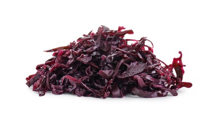 Photo of Tasty red cabbage sauerkraut isolated on white