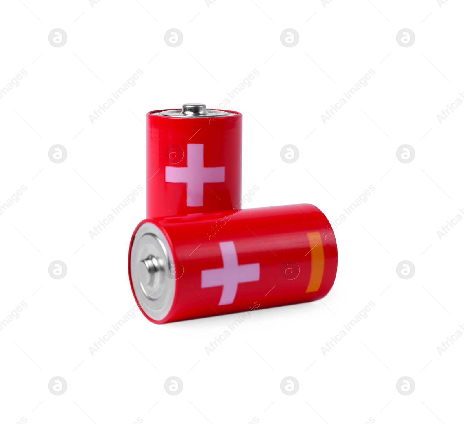 Photo of New C size batteries isolated on white