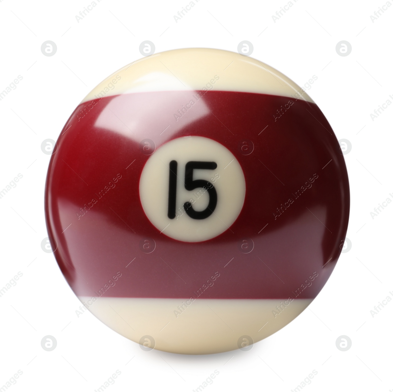 Photo of Billiard ball with number 15 isolated on white