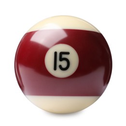 Billiard ball with number 15 isolated on white