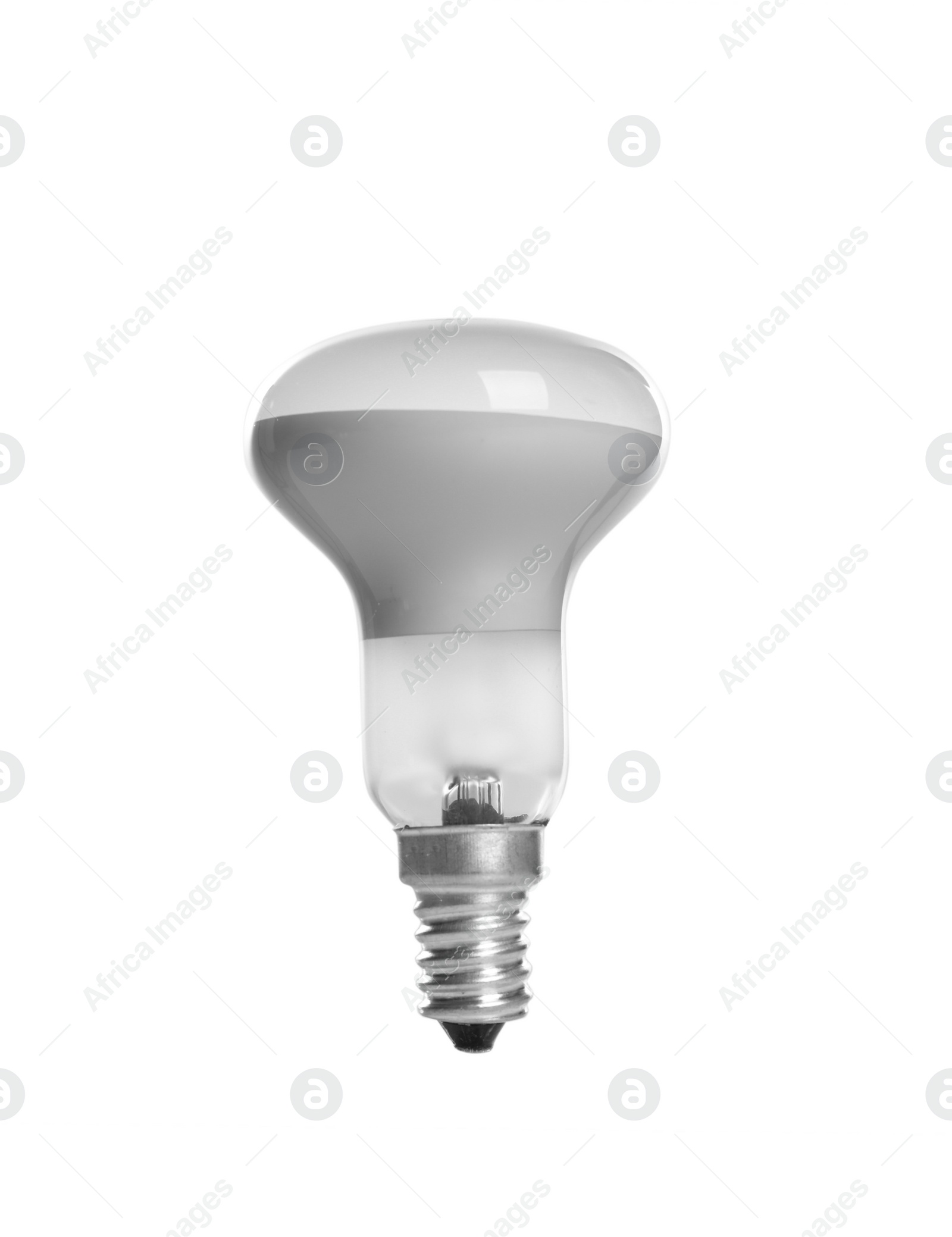 Photo of New light bulb for lamp on white background