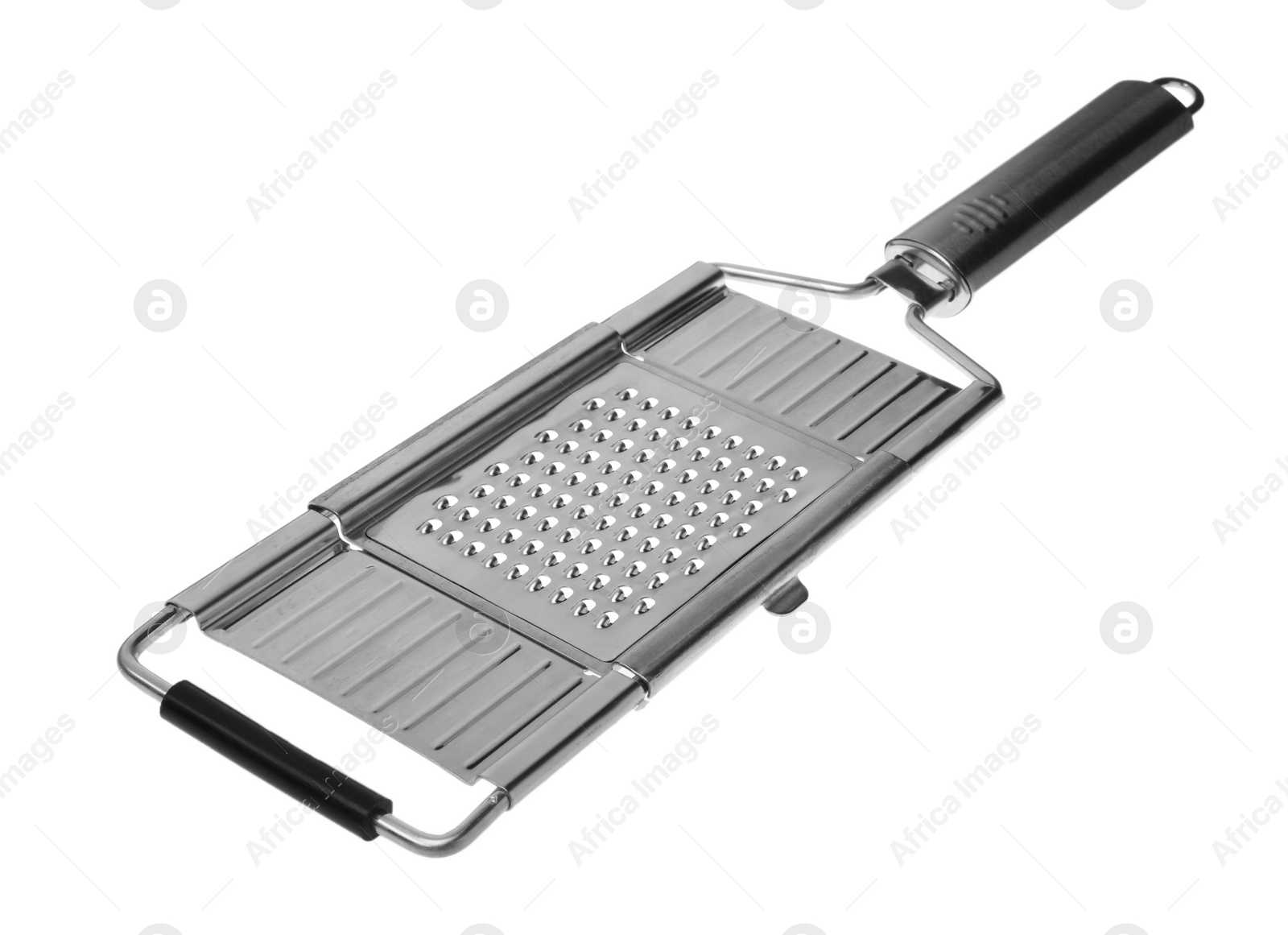 Photo of One metal grater for cheese isolated on white