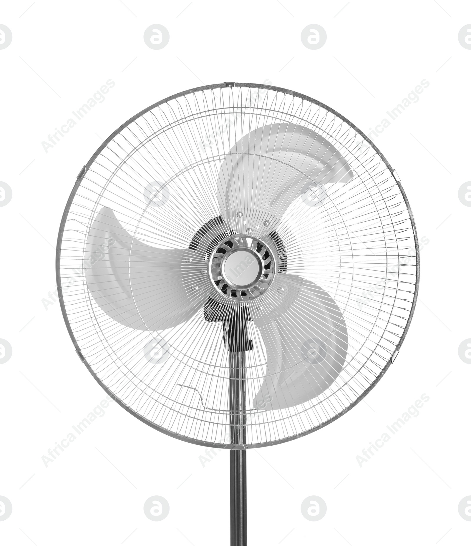 Photo of Electric fan isolated on white. Summer heat