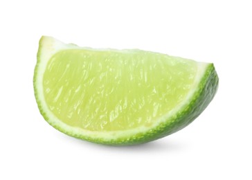 Slice of fresh green ripe lime isolated on white