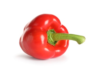 Tasty ripe red bell pepper on white background