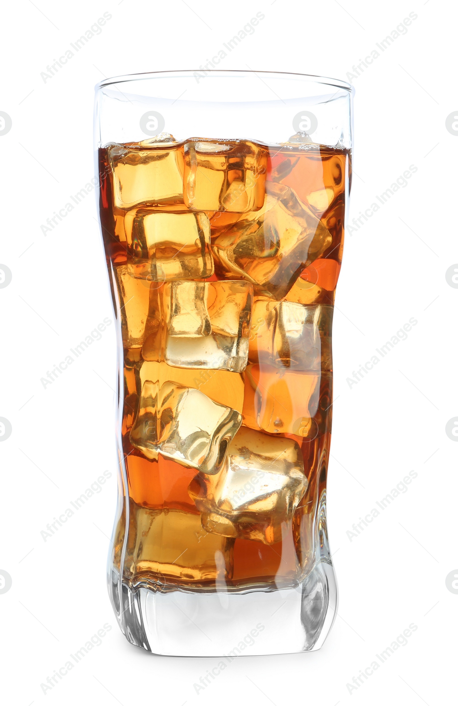 Photo of Glass of refreshing iced tea on white background