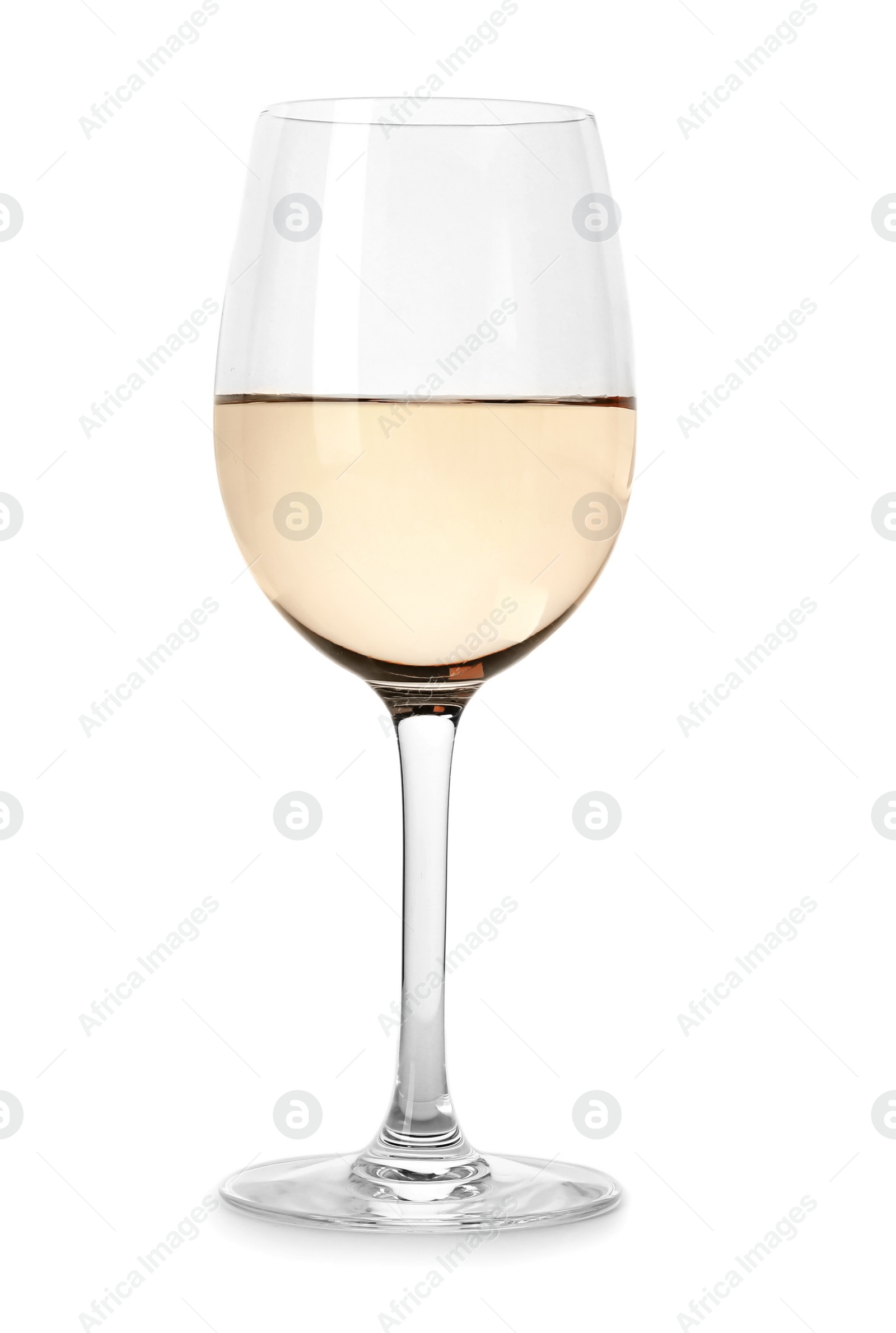 Photo of Glass of expensive wine on white background