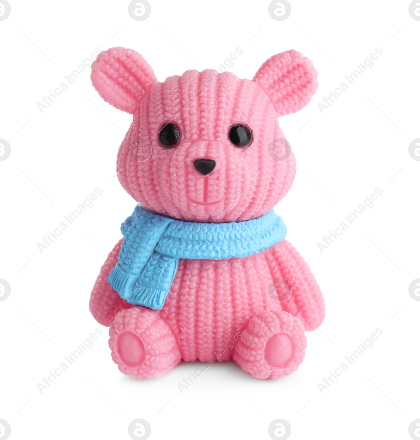Photo of Adorable pink toy bear isolated on white