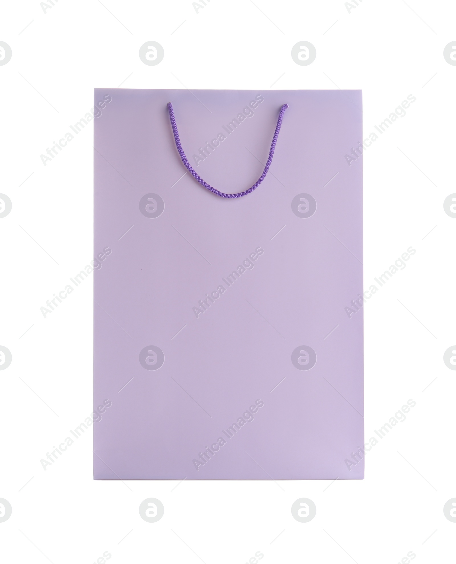 Photo of Lilac paper shopping bag isolated on white