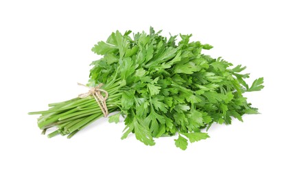 Photo of Bunch of fresh green parsley isolated on white