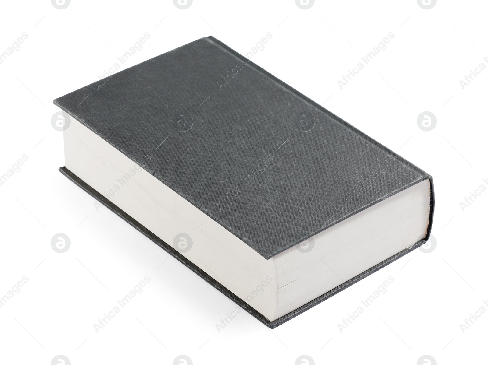 Photo of One closed black hardcover book isolated on white