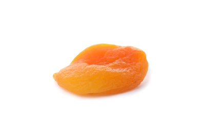 Photo of Tasty apricot on white background. Dried fruit as healthy food