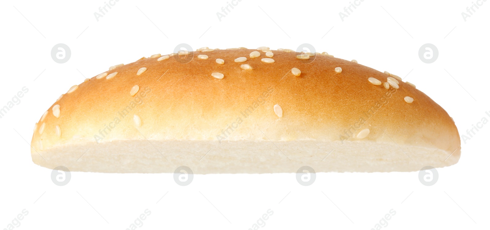 Photo of Half of fresh burger bun isolated on white