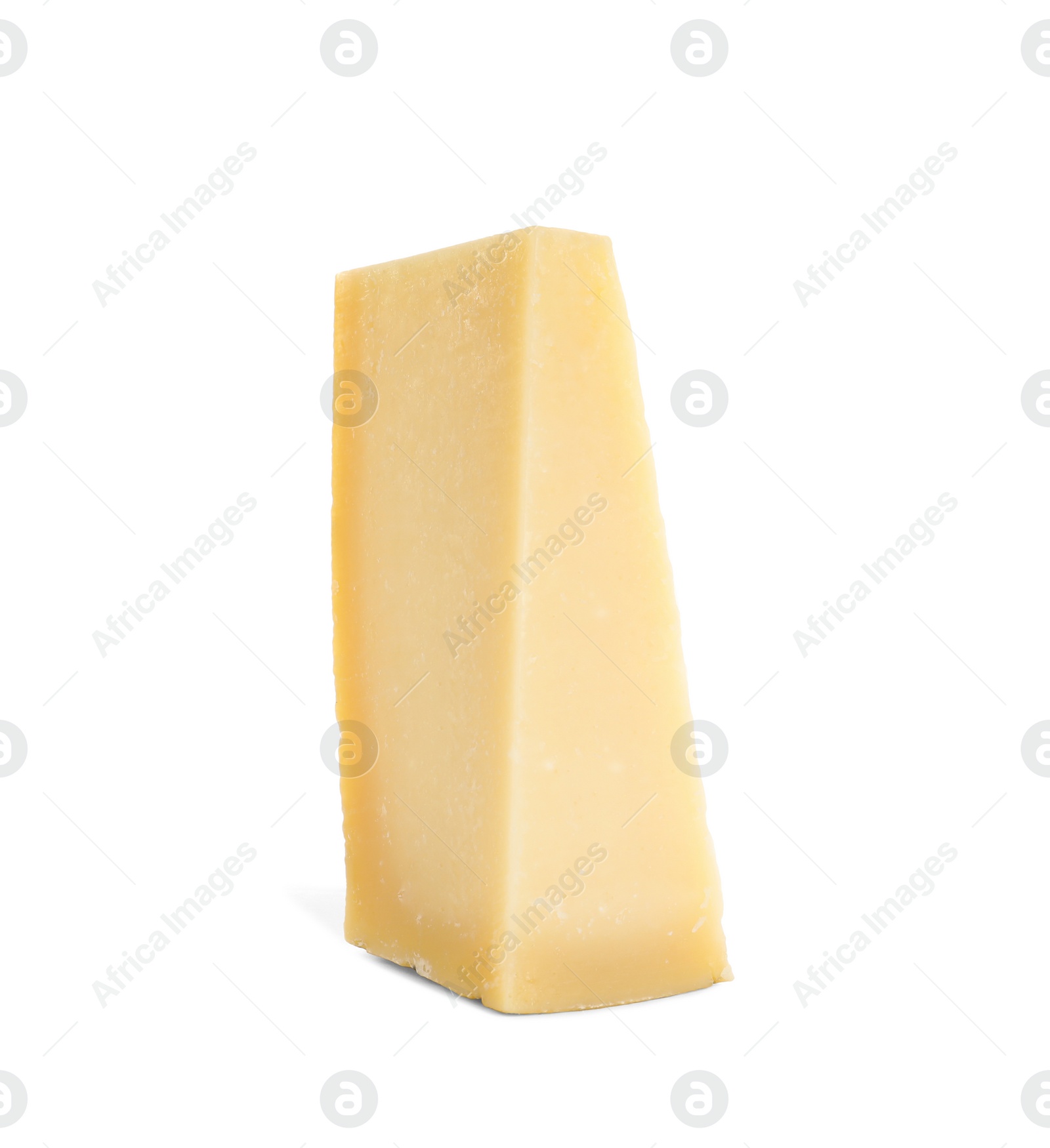 Photo of Piece of tasty parmesan cheese isolated on white