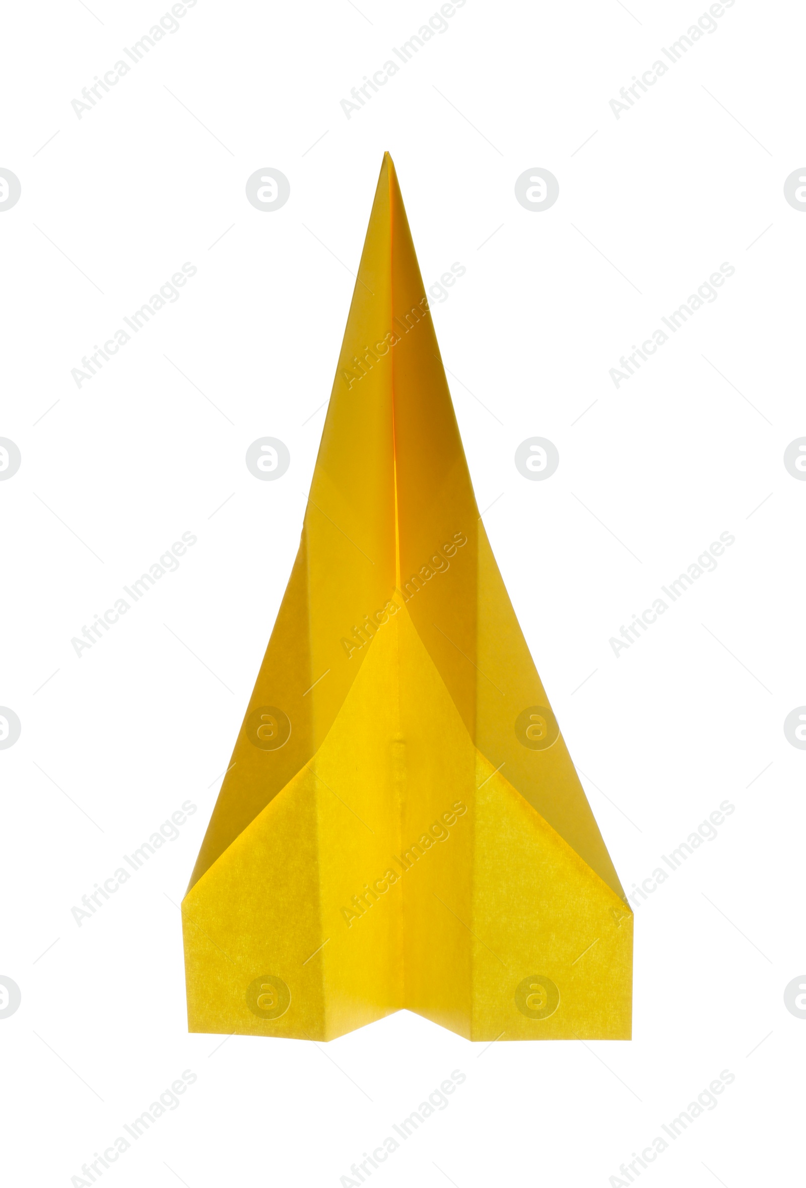 Photo of Handmade yellow paper plane isolated on white