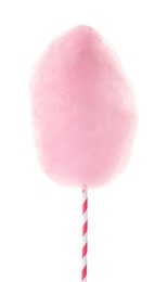 Photo of One sweet pink cotton candy isolated on white