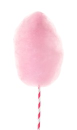 One sweet pink cotton candy isolated on white