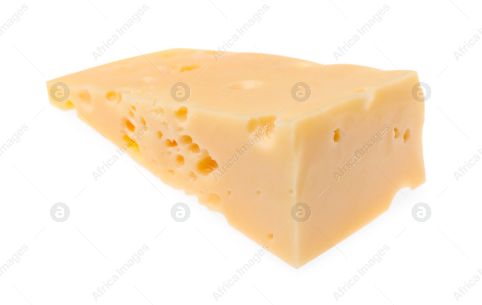 Photo of Piece of tasty cheese isolated on white