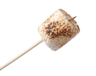 Photo of Stick with roasted marshmallow isolated on white