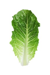 Photo of Fresh leaf of green romaine lettuce isolated on white