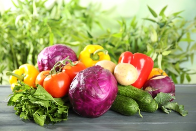 Many fresh ripe vegetables on table. Organic food