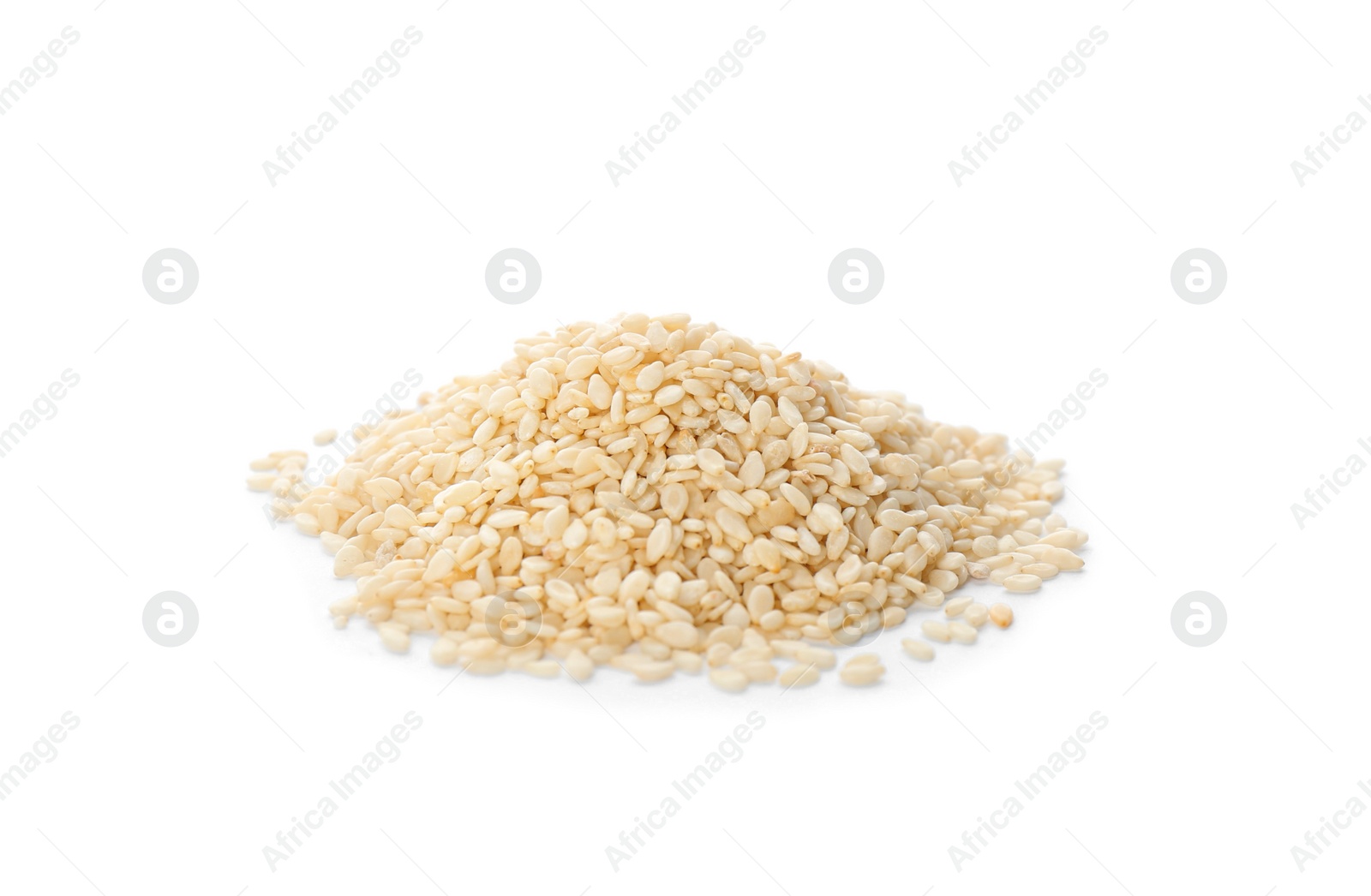 Photo of Pile of sesame seeds on white background