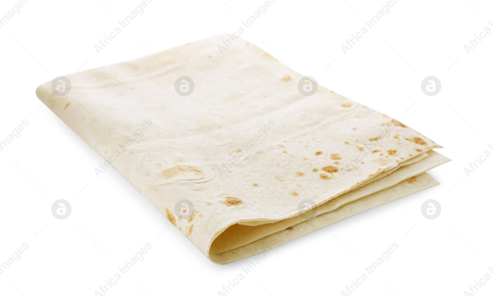 Photo of Delicious folded Armenian lavash on white background