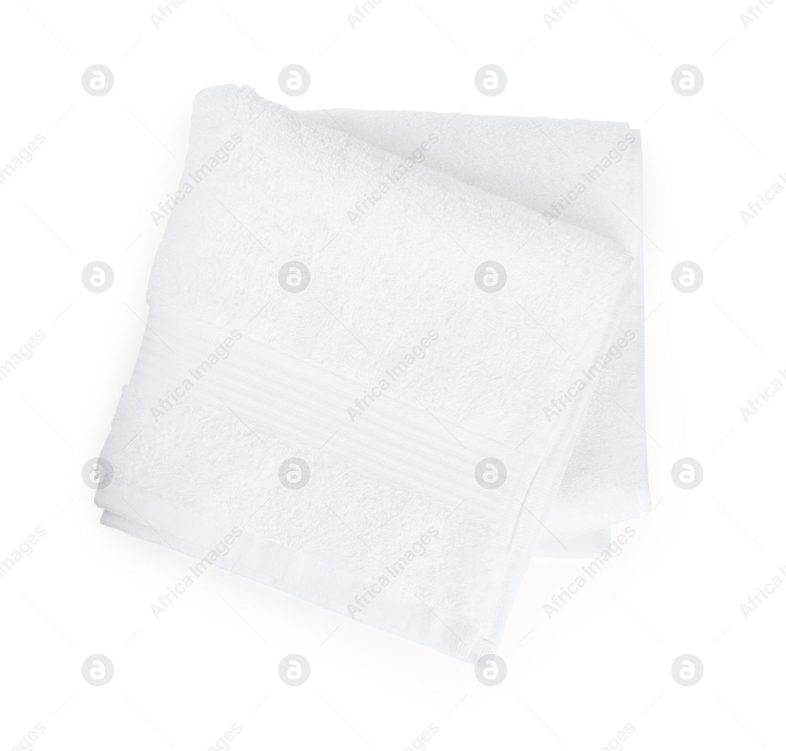 Photo of Terry towels isolated on white, top view