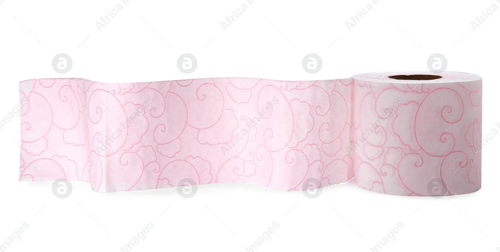 Photo of Roll of toilet paper on white background. Personal hygiene