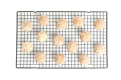 Tasty homemade gingerbread cookies on white background