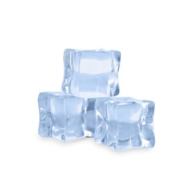 Photo of Crystal clear ice cubes isolated on white