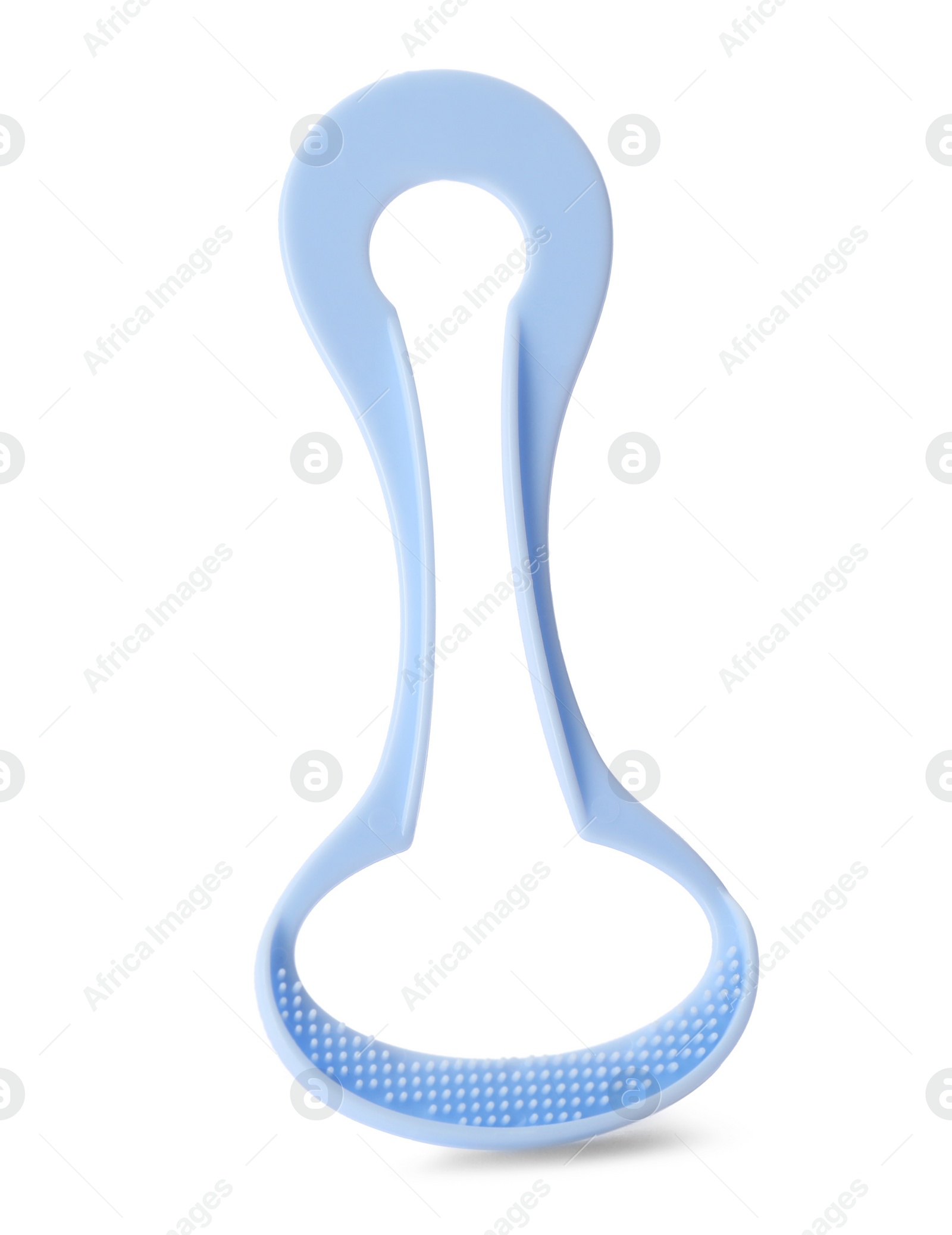 Photo of New tongue cleaner for oral care on white background