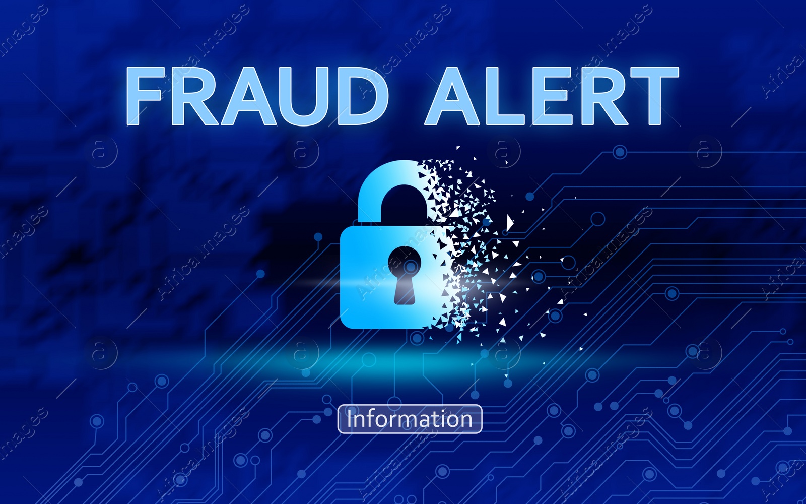 Illustration of Fraud alert, splash screen for devices. Illustration