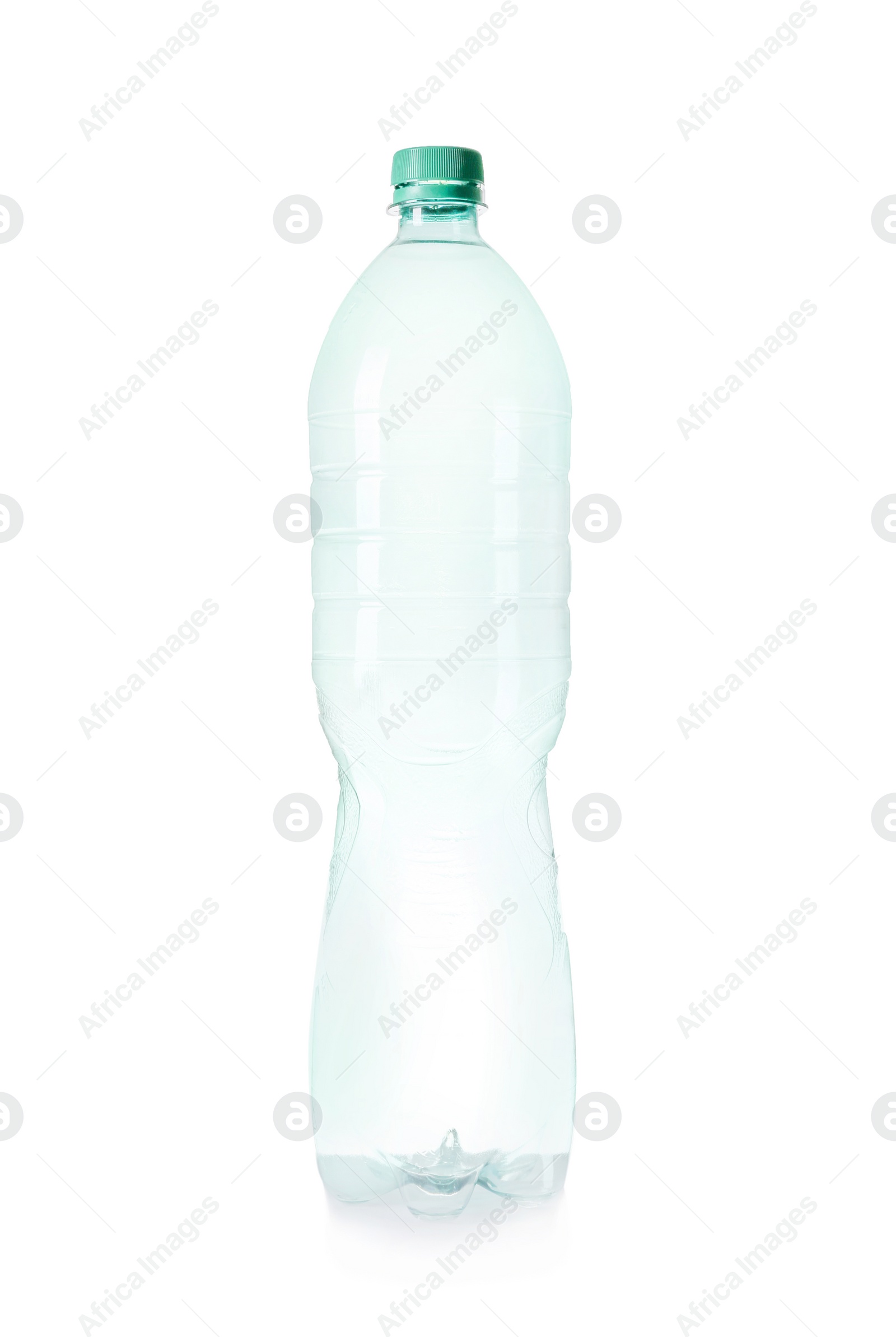 Photo of One plastic bottle on white background. Recycle concept