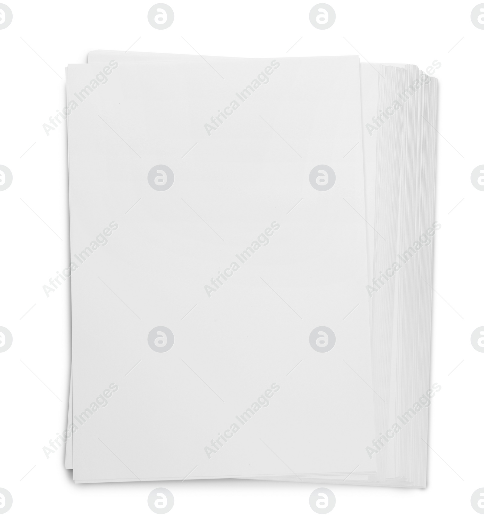 Photo of Pile of paper sheets on white background, top view