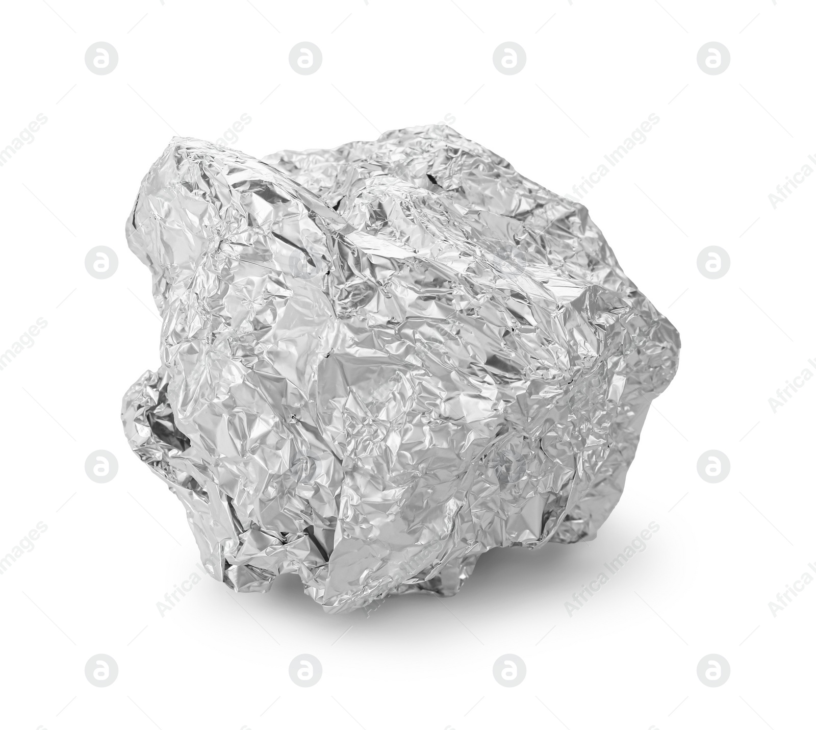 Photo of Ball of crumpled aluminum foil isolated on white