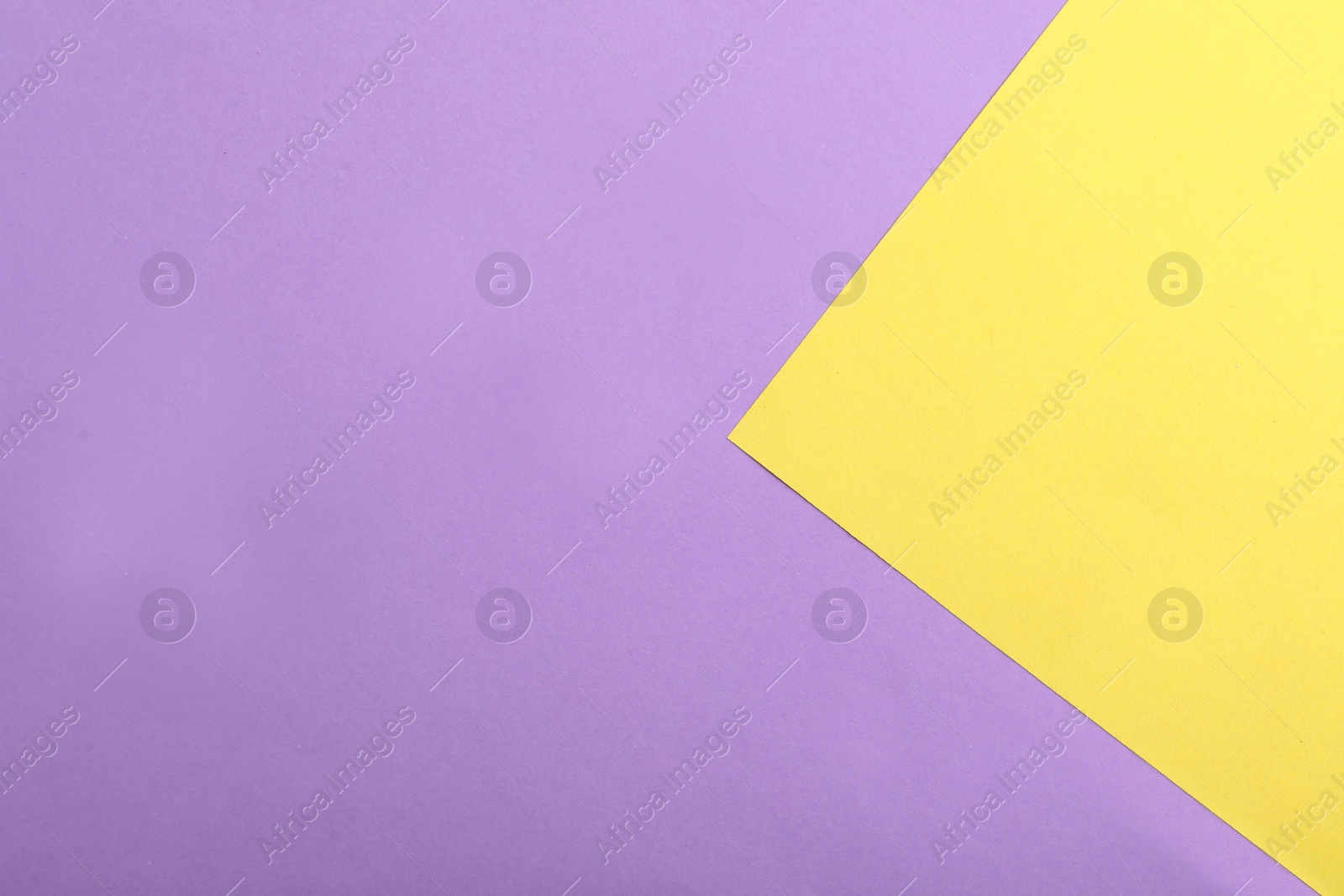 Photo of Violet and yellow paper sheets as colorful background, top view