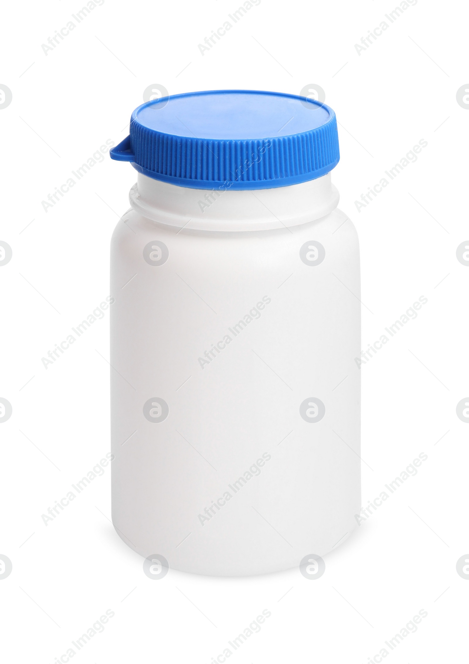 Photo of Closed plastic medicine bottle isolated on white. Medicament