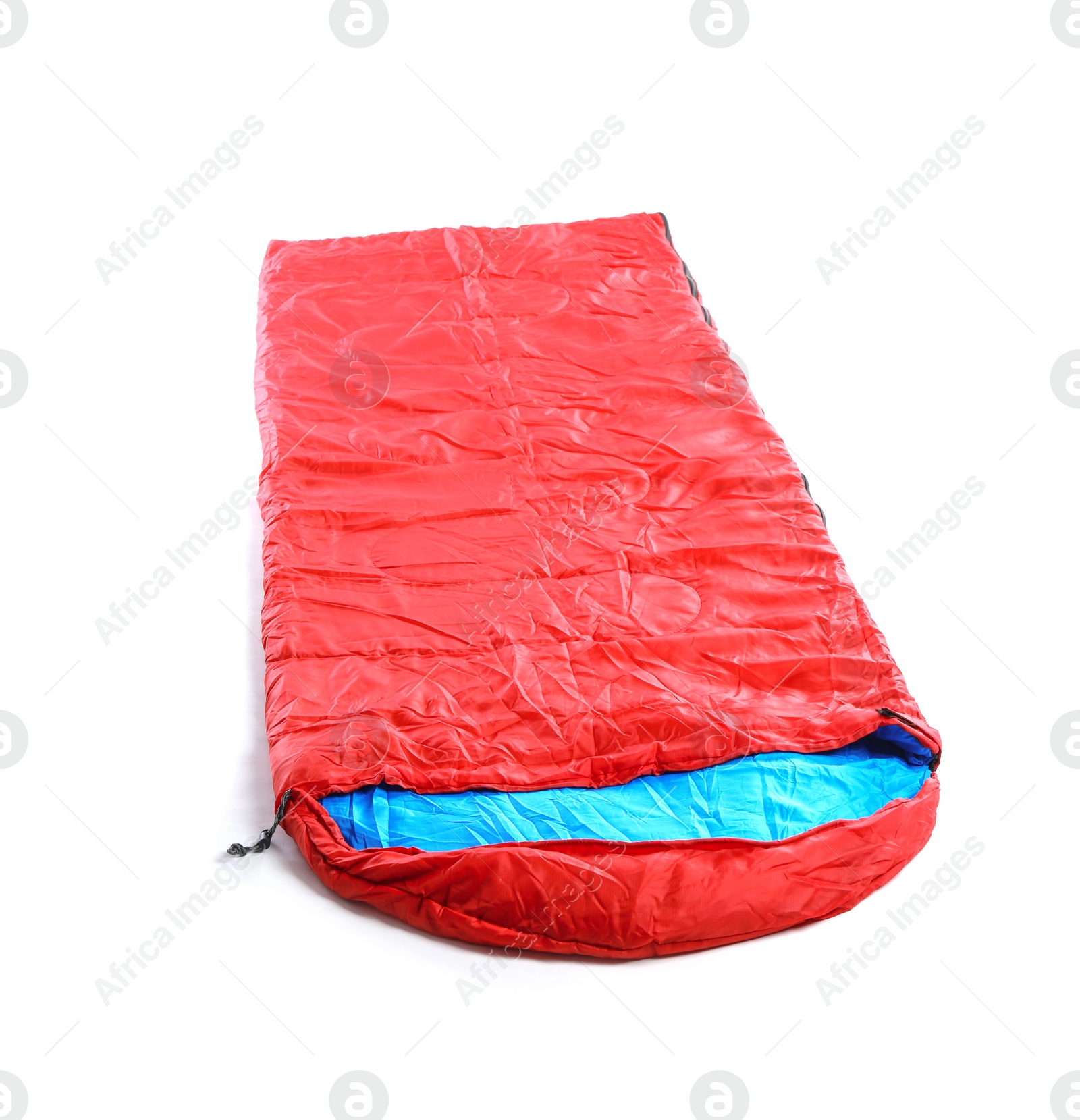 Photo of Sleeping bag on white background. Camping equipment