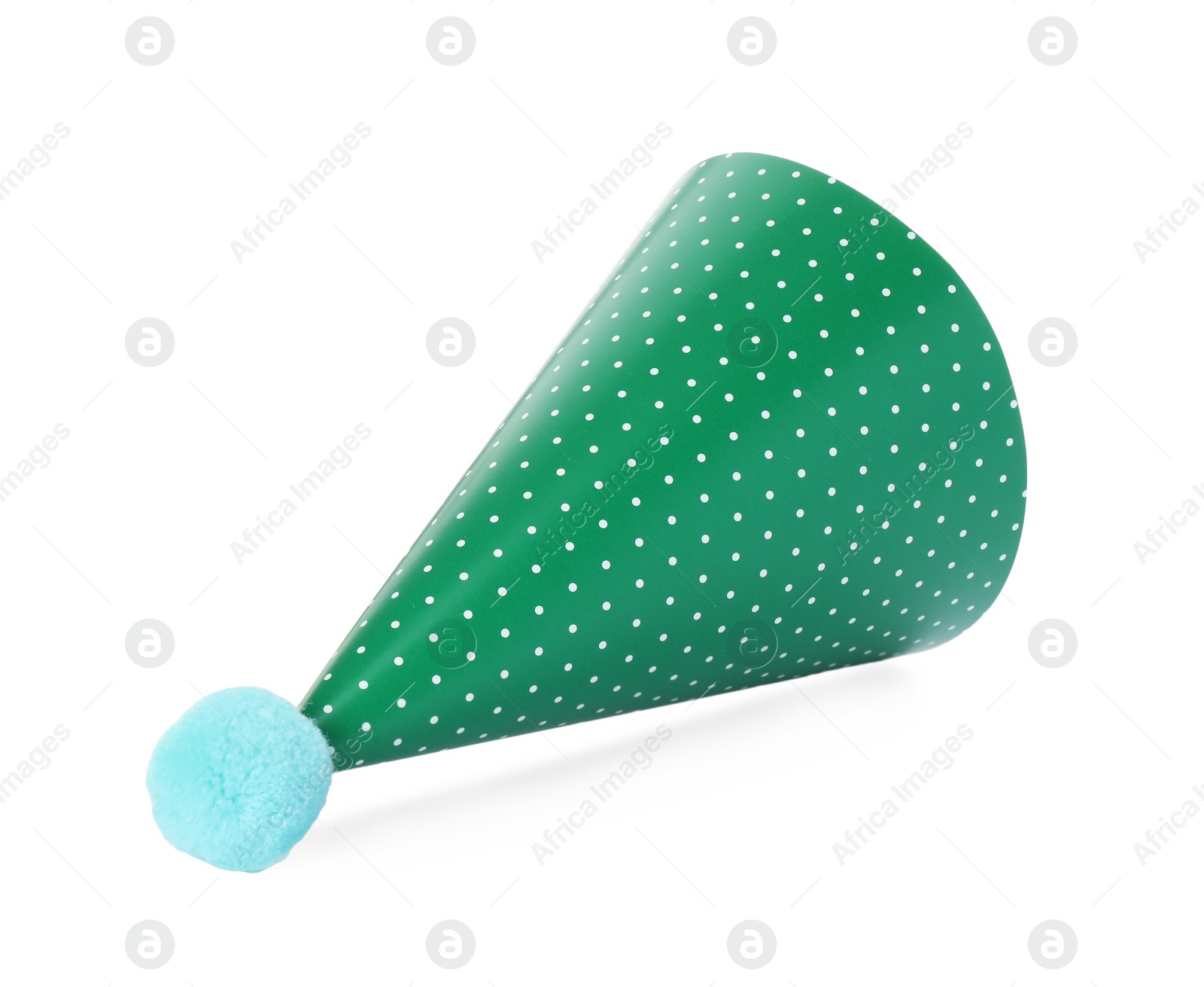 Photo of One colorful party hat isolated on white