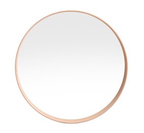 Photo of Beautiful modern mirror isolated on white. Home decor