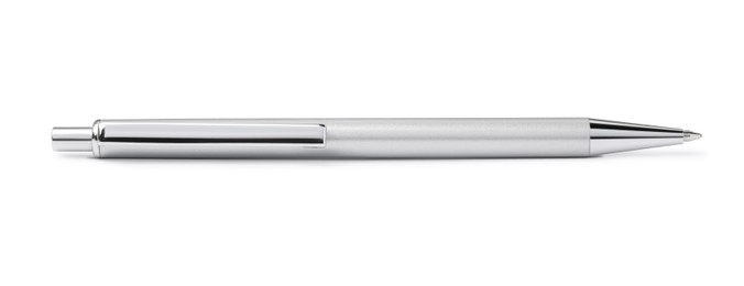 New stylish silver pen isolated on white