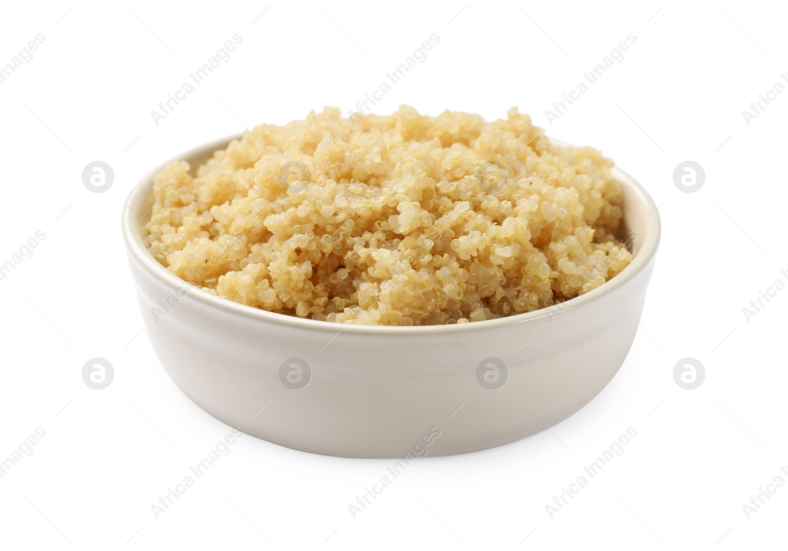 Photo of Tasty cooked quinoa in bowl isolated on white