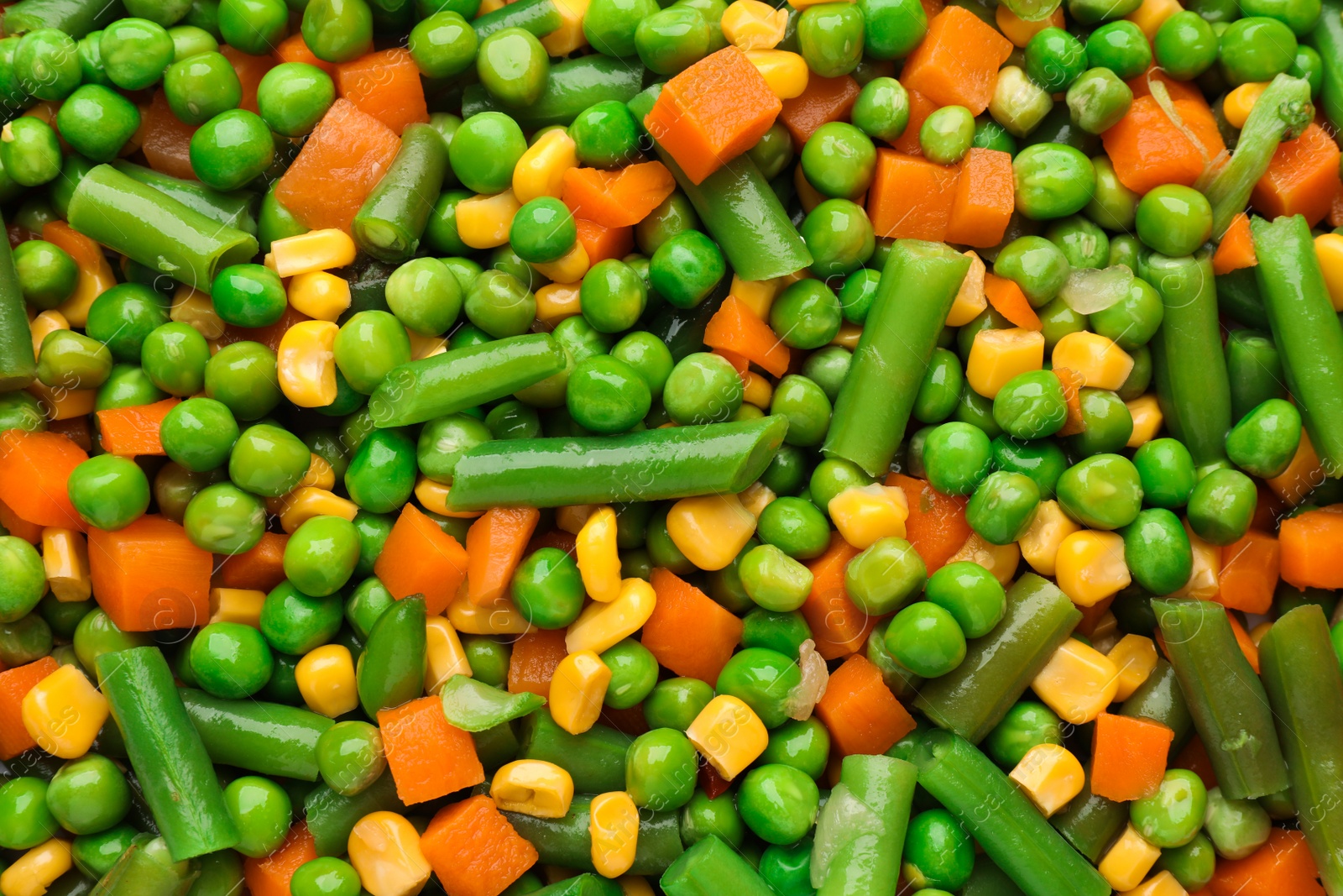 Photo of Mix of fresh vegetables as background, top view