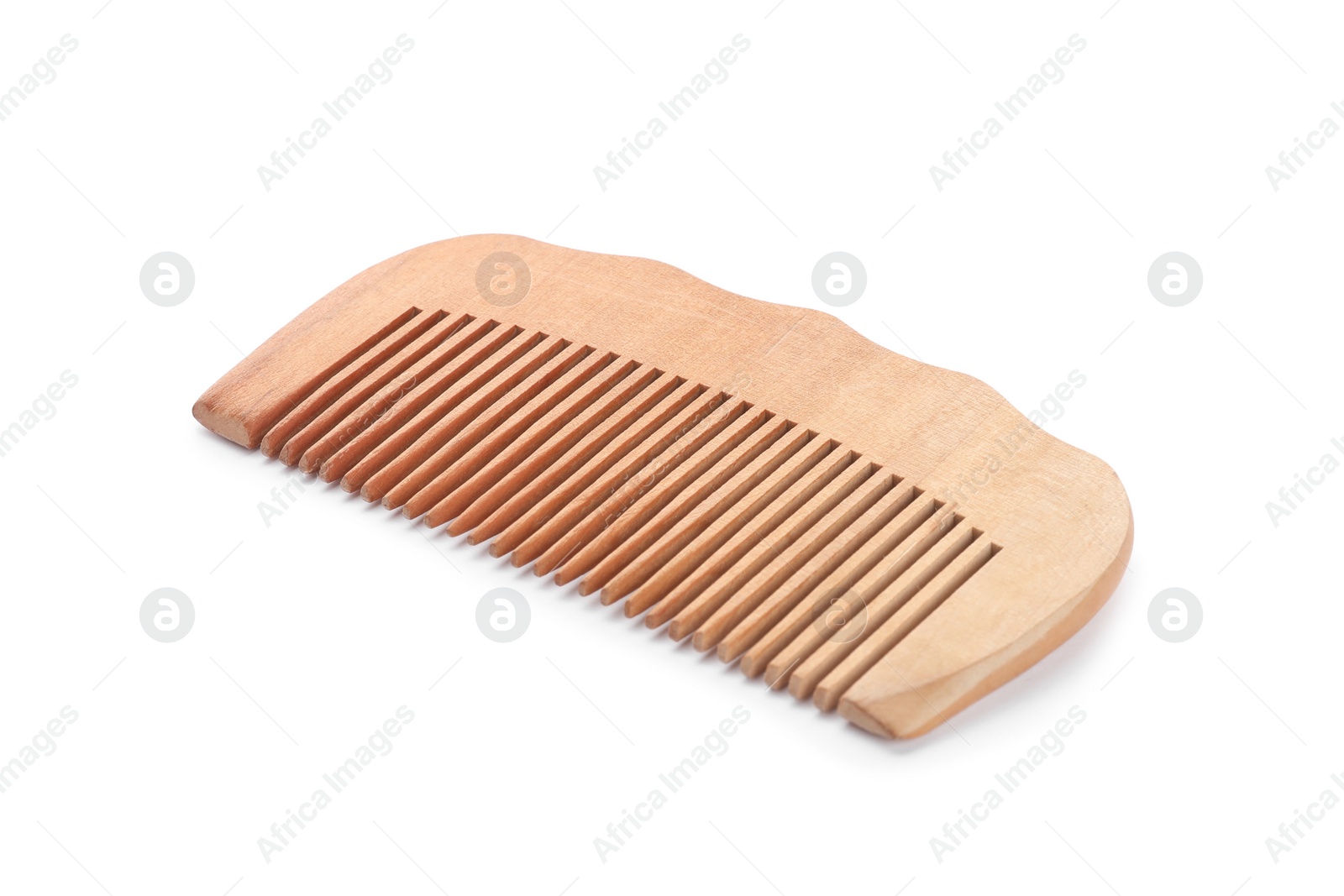 Photo of New wooden hair comb isolated on white