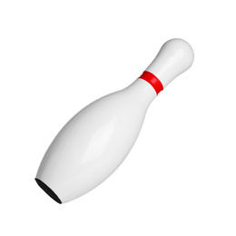 Photo of Bowling pin with red stripe isolated on white