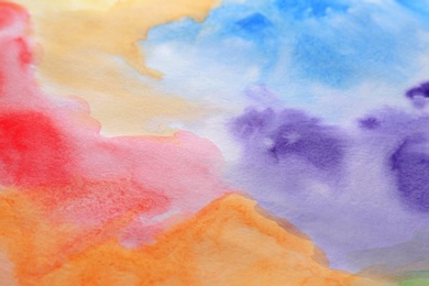 Photo of Abstract colorful background, closeup. Painted sheet of paper